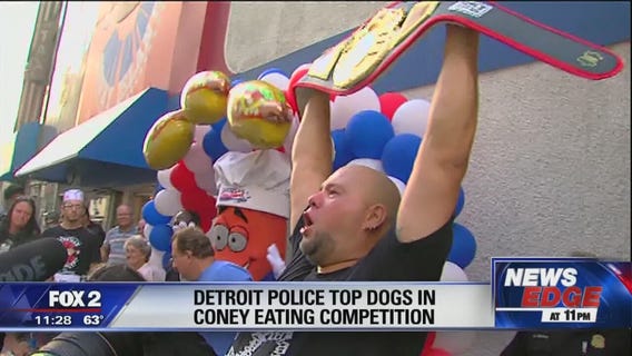 Detroit police are top dogs in coney eating challenge