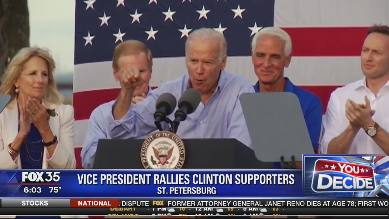Joe Biden campaigns for Clinton