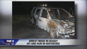 Burned car linked to fatal hit-and-run, man arrested