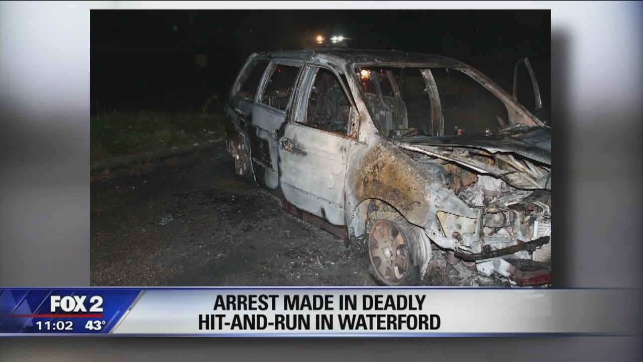 Burned car linked to fatal hit-and-run, man arrested