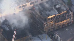 Fire damages apartment building under construction in Hollywood