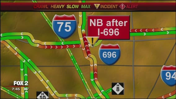 I-75 closed at I-696 due to hazmat crash clean-up