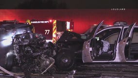1 killed in fiery, multi-vehicle crash involving LASD vehicle on 5 Freeway