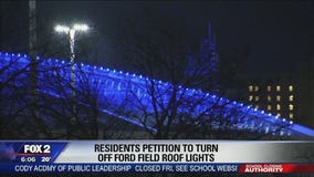 Some Detroiters fed up with blue glow atop Ford Field