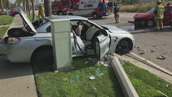 Video shows big rig sideswiping car in Loma Linda