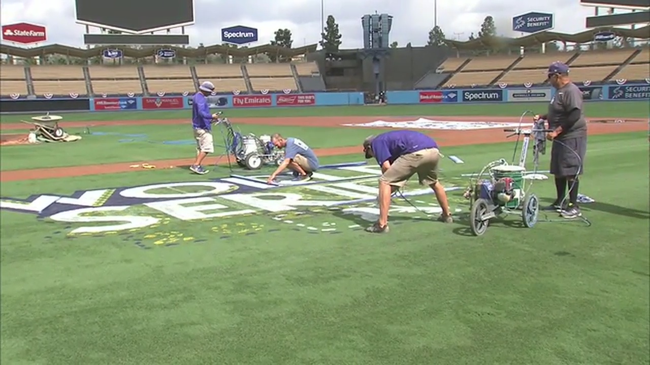 Dodger Stadium paints field ahead of World Series