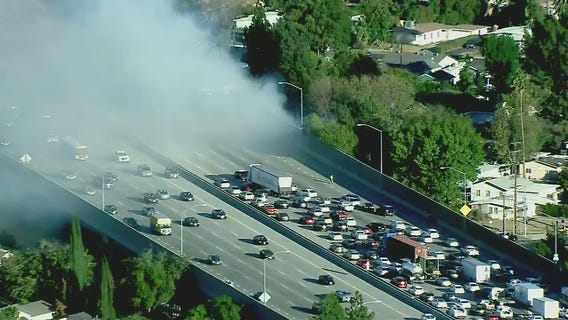 Crews battle brush fires burning in Granada Hills