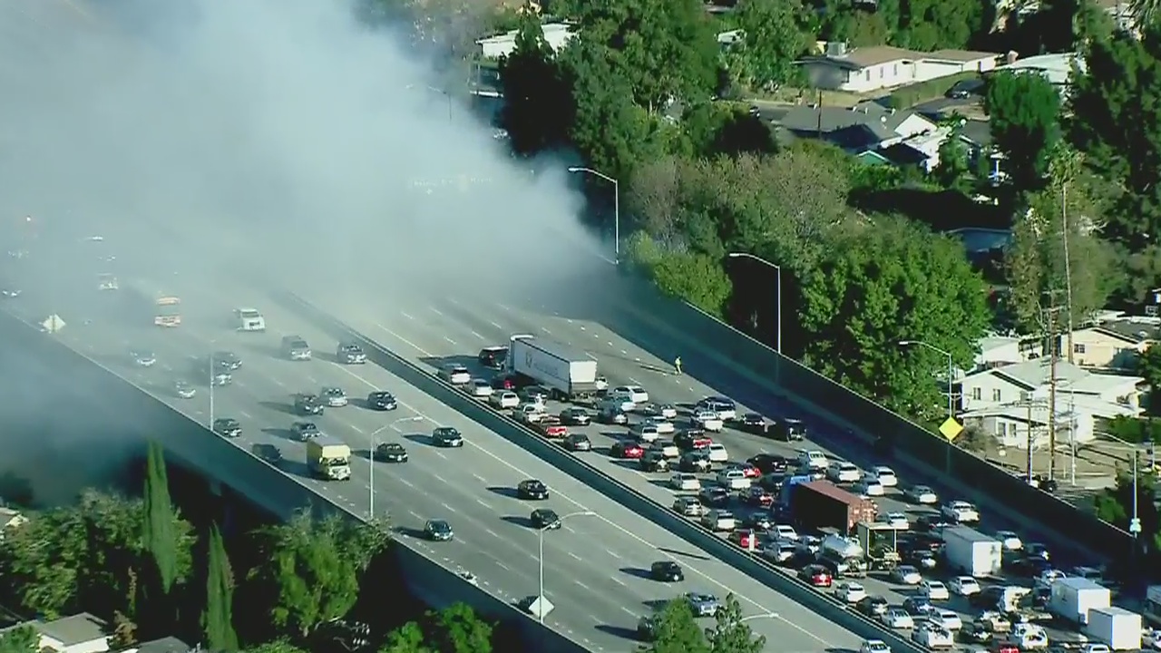 Crews battle brush fires burning in Granada Hills