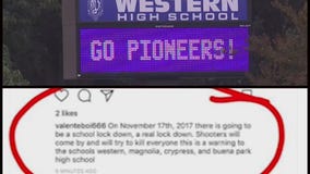 Anaheim teen arrested for allegedly threatening school shooting spree on Instagram