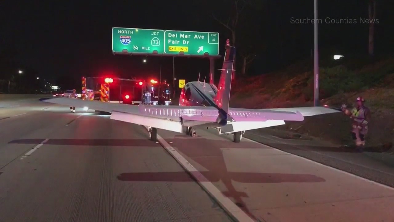 Small plane makes emergency landing on 55 Fwy in Orange County