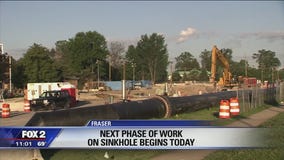 Dig begins to replace collapsed sewer line in Fraser sinkhole