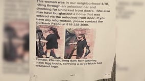 Woman suspected of breaking into homes, cars in Burbank area