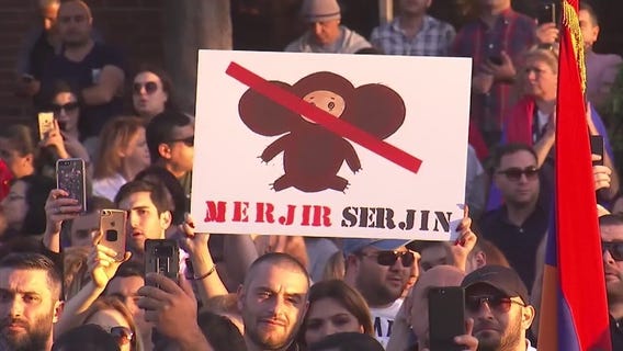 Local Armenians rally in solidarity with anti-government protesters in Armenia
