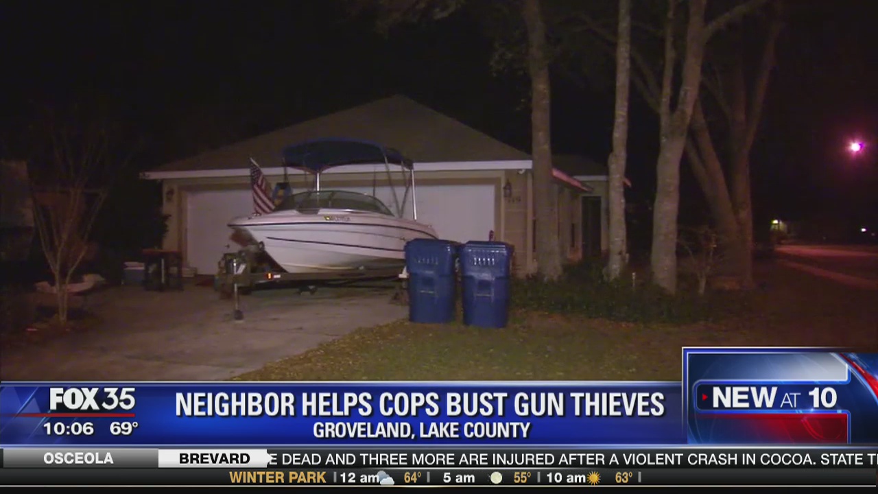 Neighbor helps cops catch suspected gun thieves