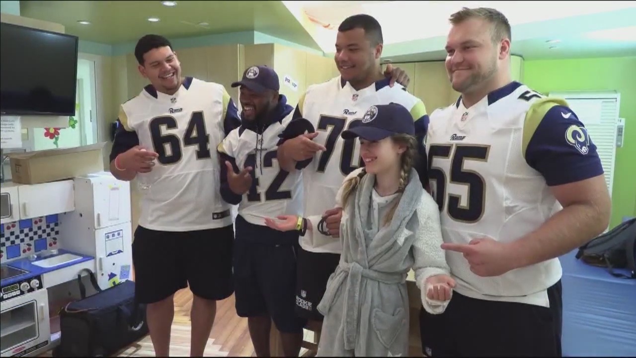 Rams rookies visit patients at Cedars-Sinai