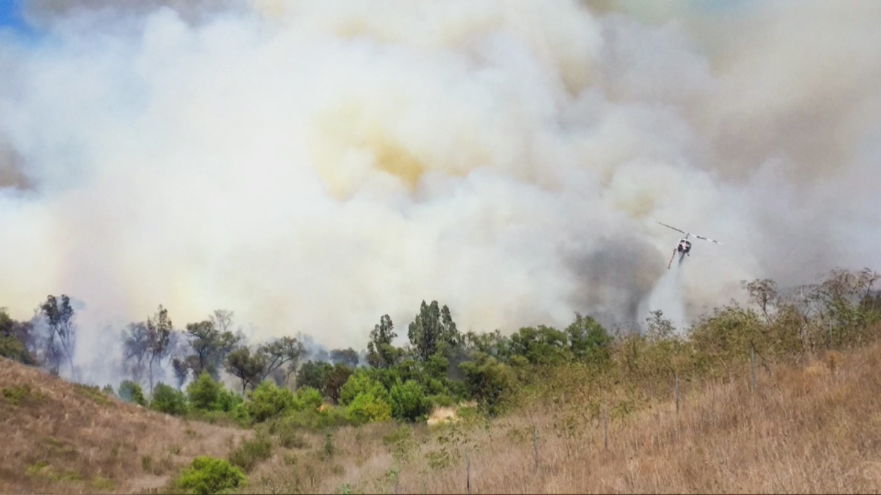 120 acre fire in Chino with zero containment