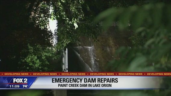 Emergency repairs on Paint Creek dam in Lake Orion