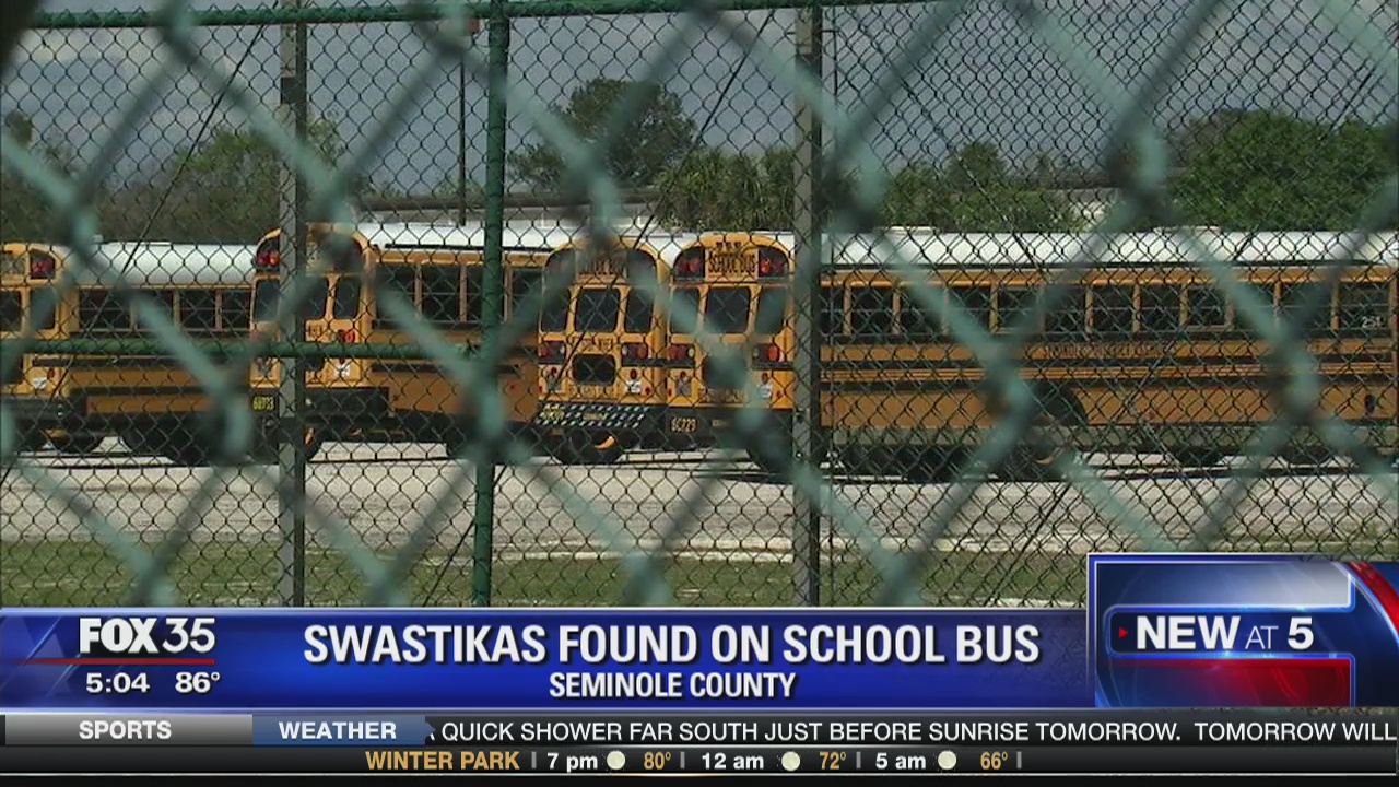 Swastikas found on school bus