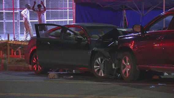 Two dead after car-to-car shooting, collision in Baldwin Hills area