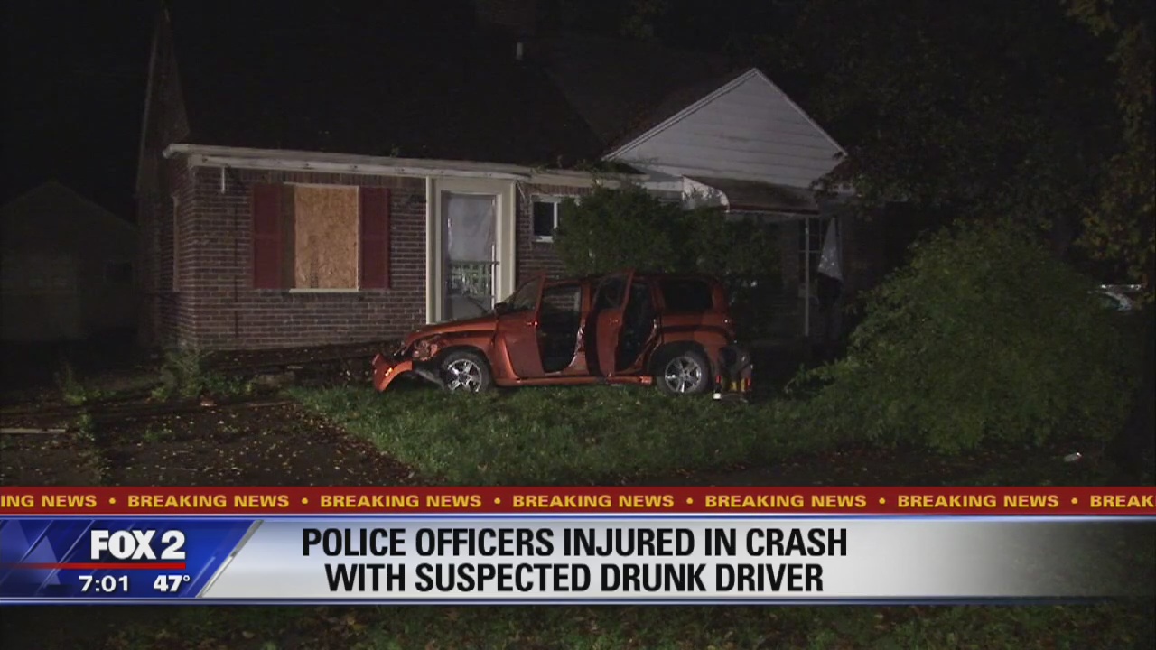 Officers injured by suspected drunk driver on Detroit's east side