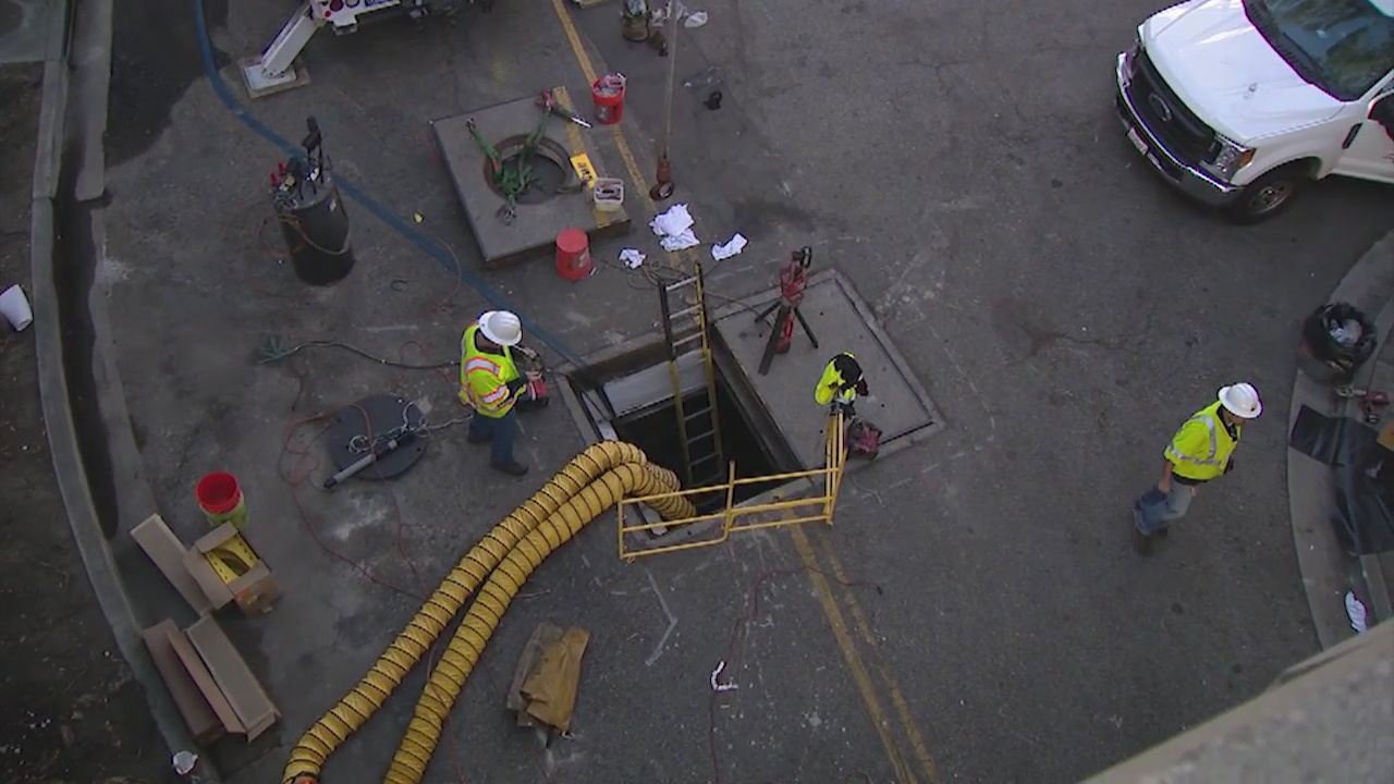 Explosion rocks an underground electrical vault in Long Beach