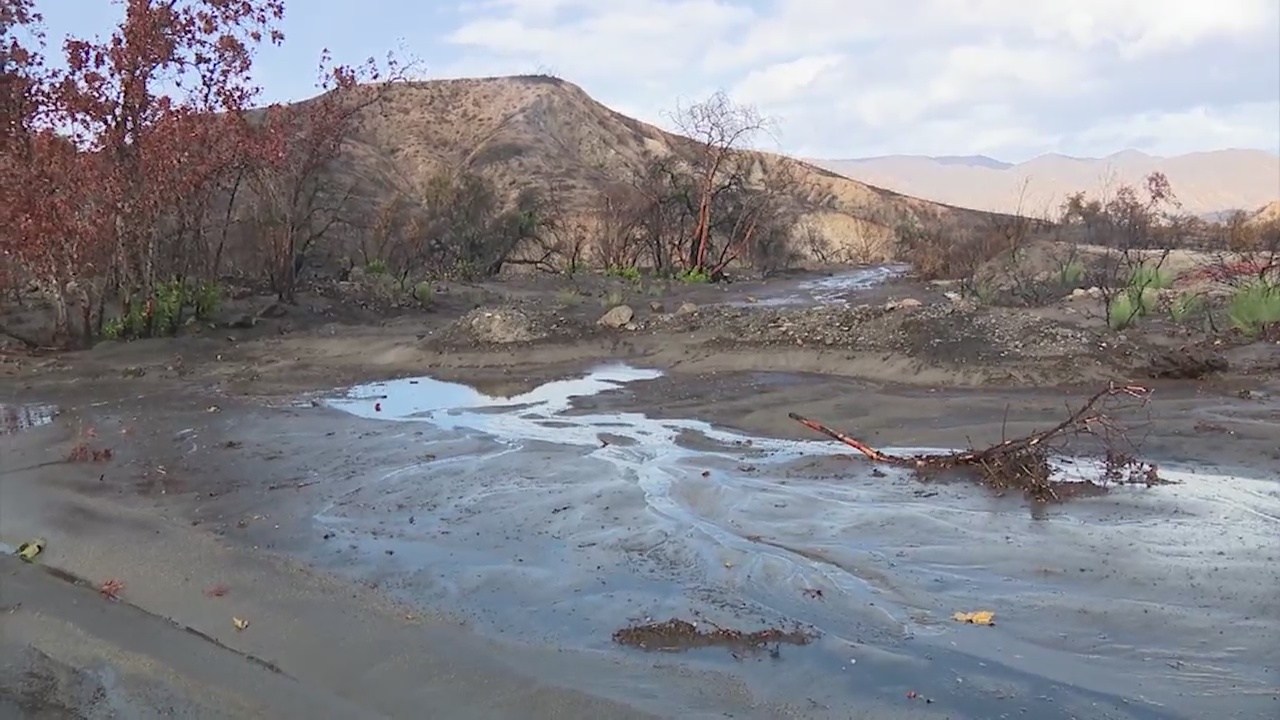 Heavy rain causes flooding and debris flow in Holy Fire burn area