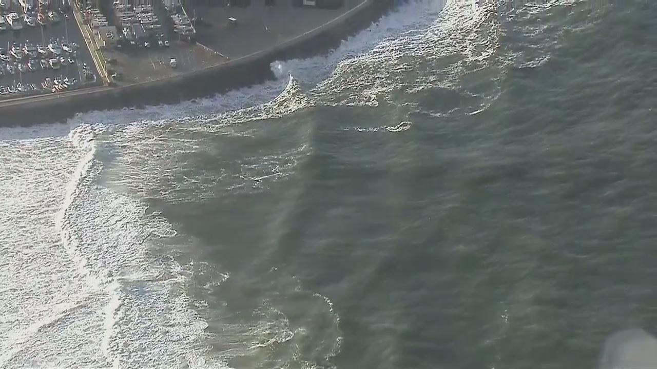 Flying over Redondo Beach King Harbor