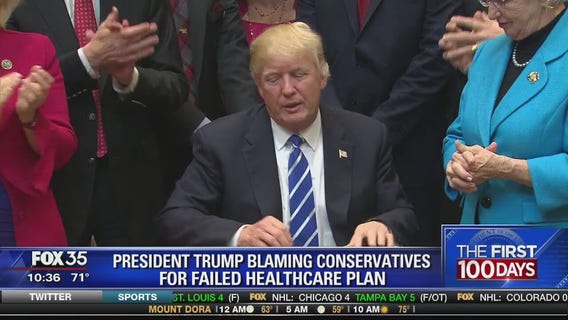 Trump now blaming conservatives for health plan failure