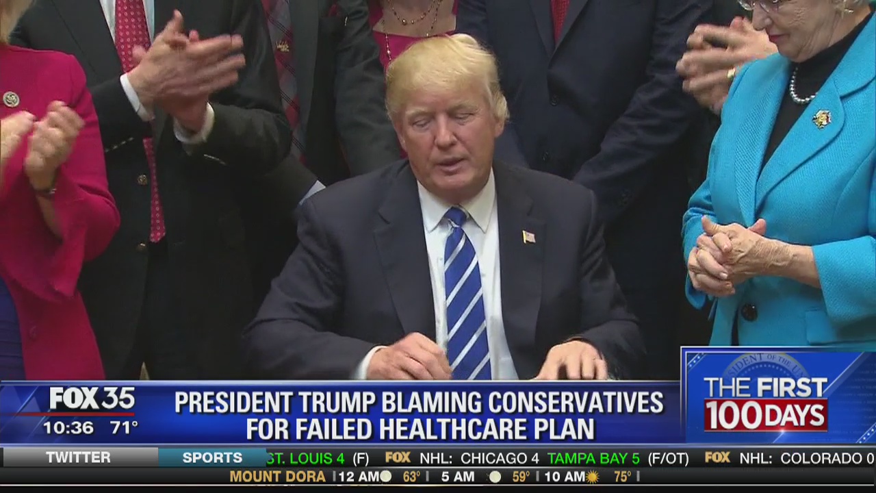 Trump now blaming conservatives for health plan failure