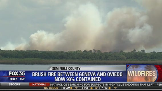 Brush fire between Geneva and Oviedo now 90% contained
