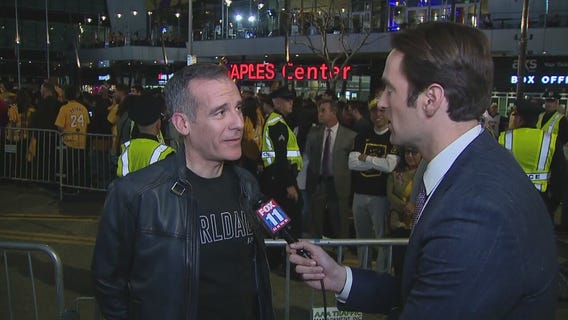 Mayor Eric Garcetti talks about the Kobe memorial service