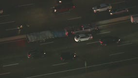 The NTSB transporting the helicopter wreckage from Calabasas to secure location for further investigation