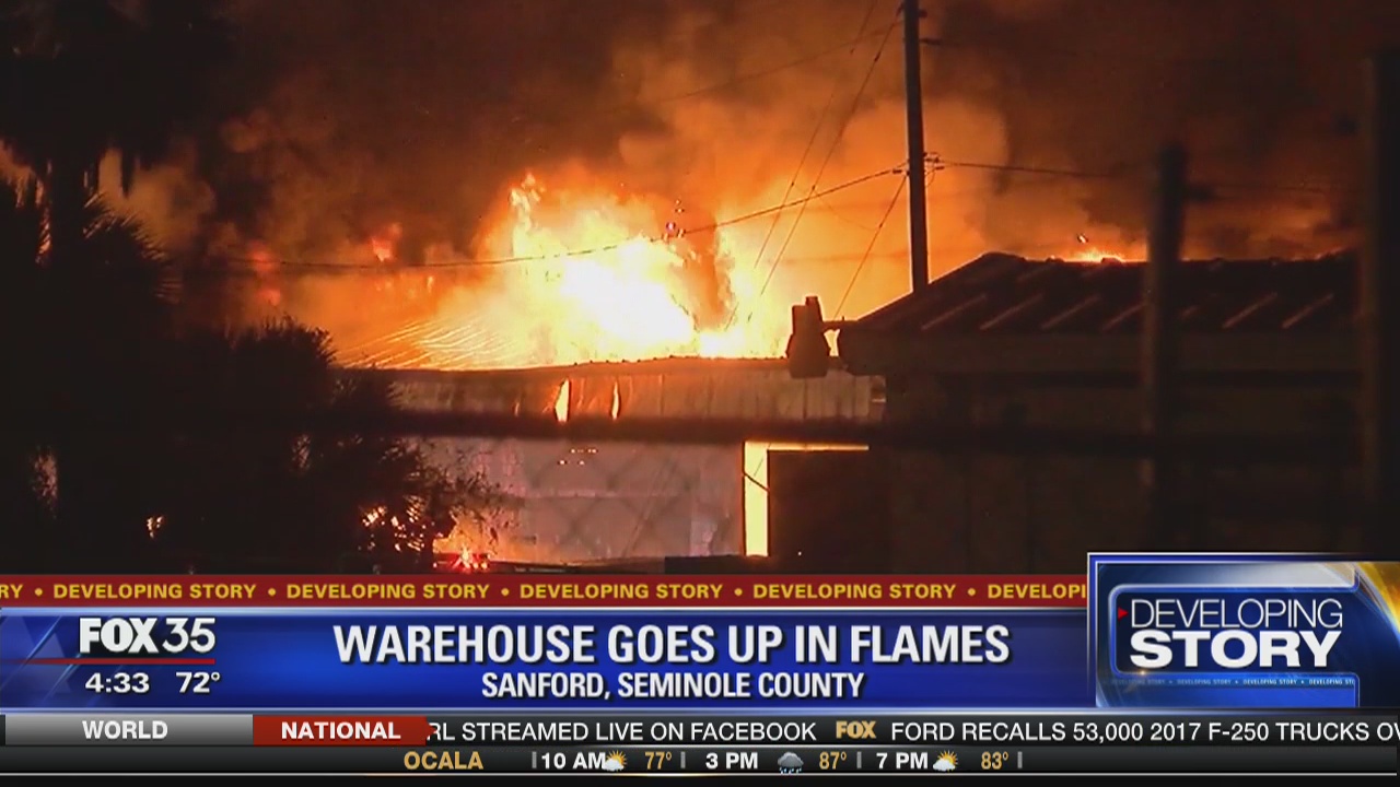 Sanford warehouse goes up in flames