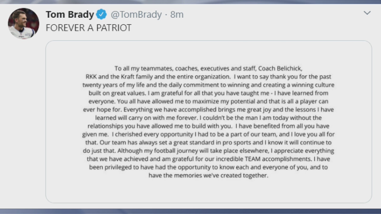 Tom Brady announces he's leaving New England