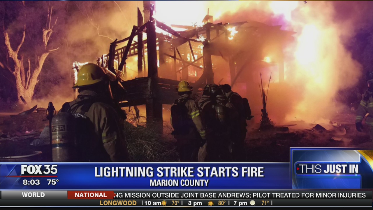 Lightning strike starts fire