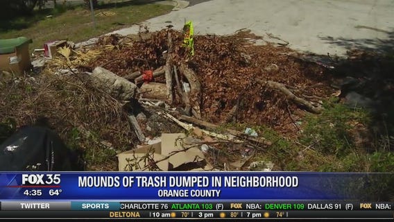 Mounds of trash dumped in neighborhood