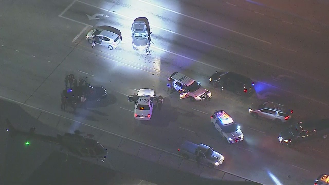 Pursuit ends in Fontana area with reports of shots fired.