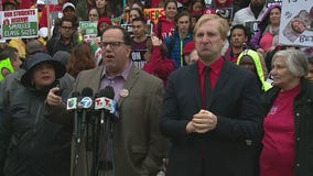 Union leaders hold press conference as LA teachers strike enters 3rd day