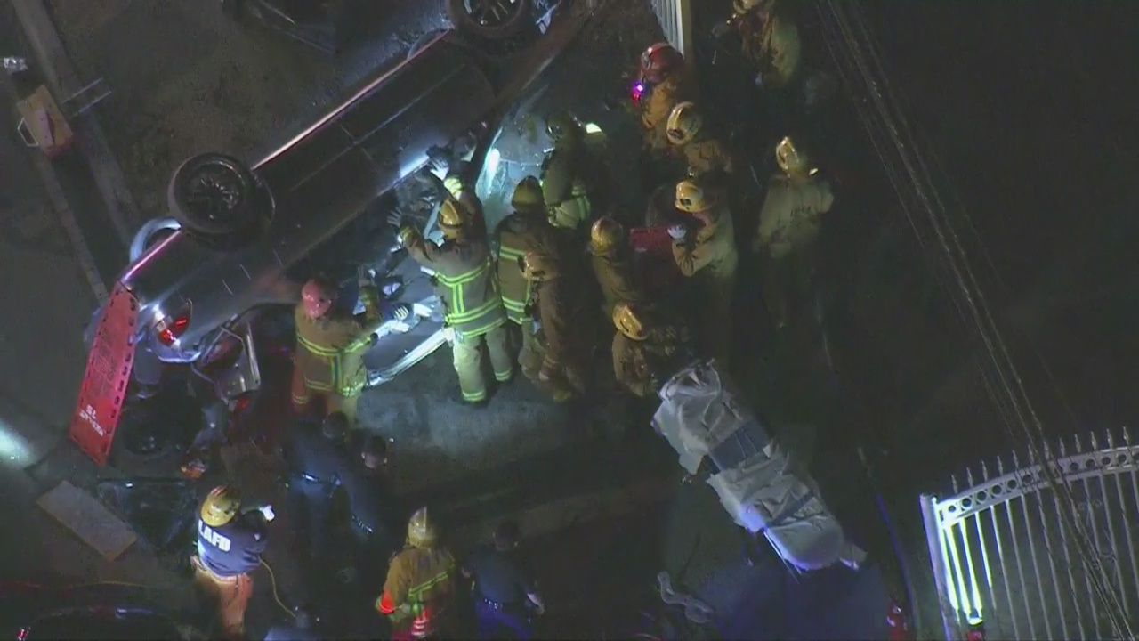 Pursuit crash ends in dramatic rescue