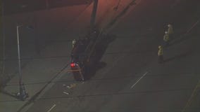 Car into pole in Van Nuys