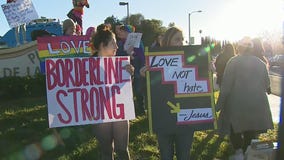 Counter-protesters line street amid news of Westboro Baptist Church planning Thousand Oaks protest