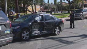 5 pedestrians struck by vehicle at bus stop