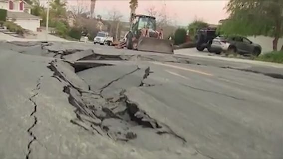 Water main break buckles roads in Chino Hills