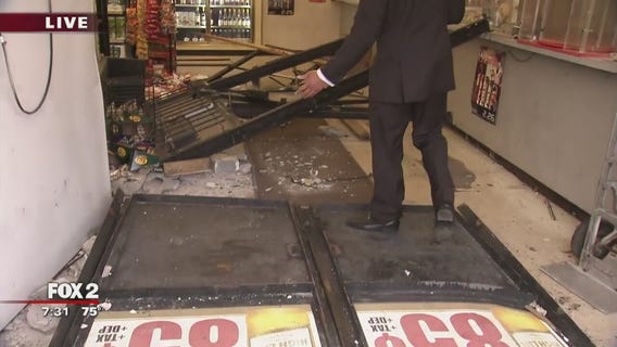 Thieves crash into two liquor stores overnight on Detroit's west side