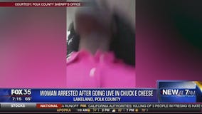 Woman arrested after going live in Chuck E. Cheese