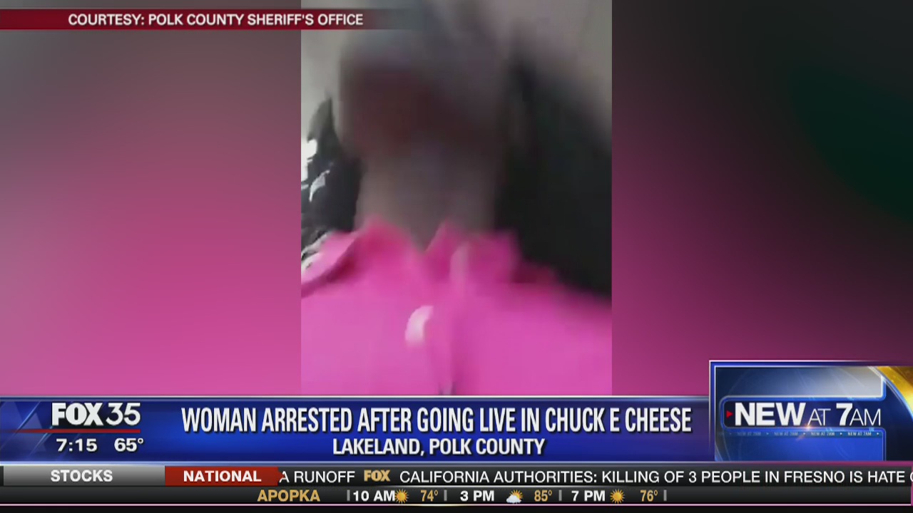 Woman arrested after going live in Chuck E. Cheese