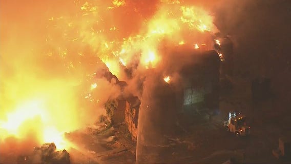 Fire at dairy farm in Chino