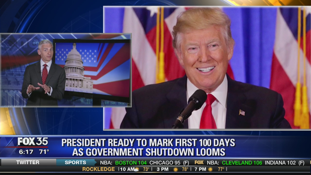 President ready to mark first 100 days as government shutdown looms