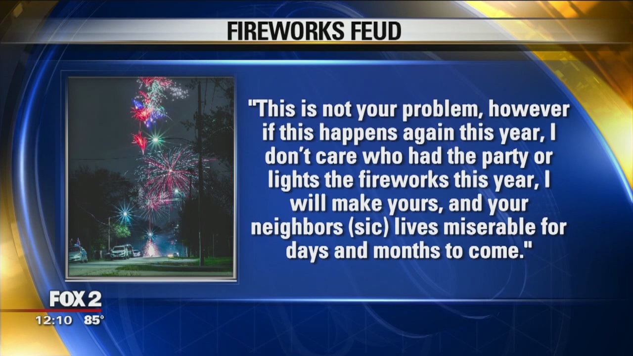 Man says entire subdivision threatened by neighbor angry about fireworks