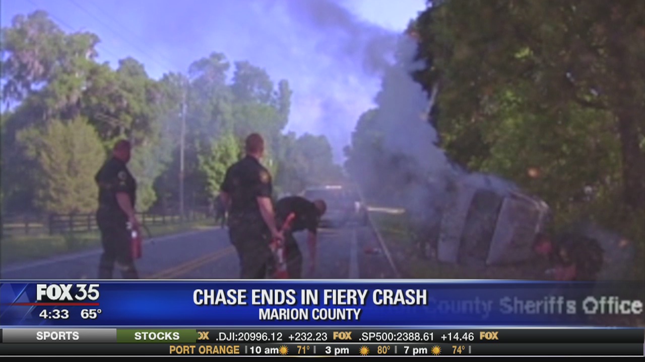 Chase ends in fiery crash